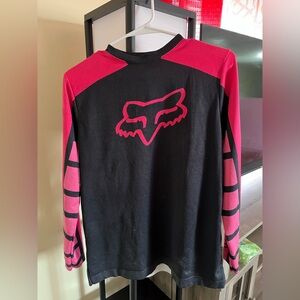 Fox Women Long Sleeve Black and Pink Tee